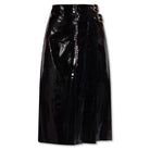Gucci High Waisted Black Vinyl Midi Skirt - Runway Catalog