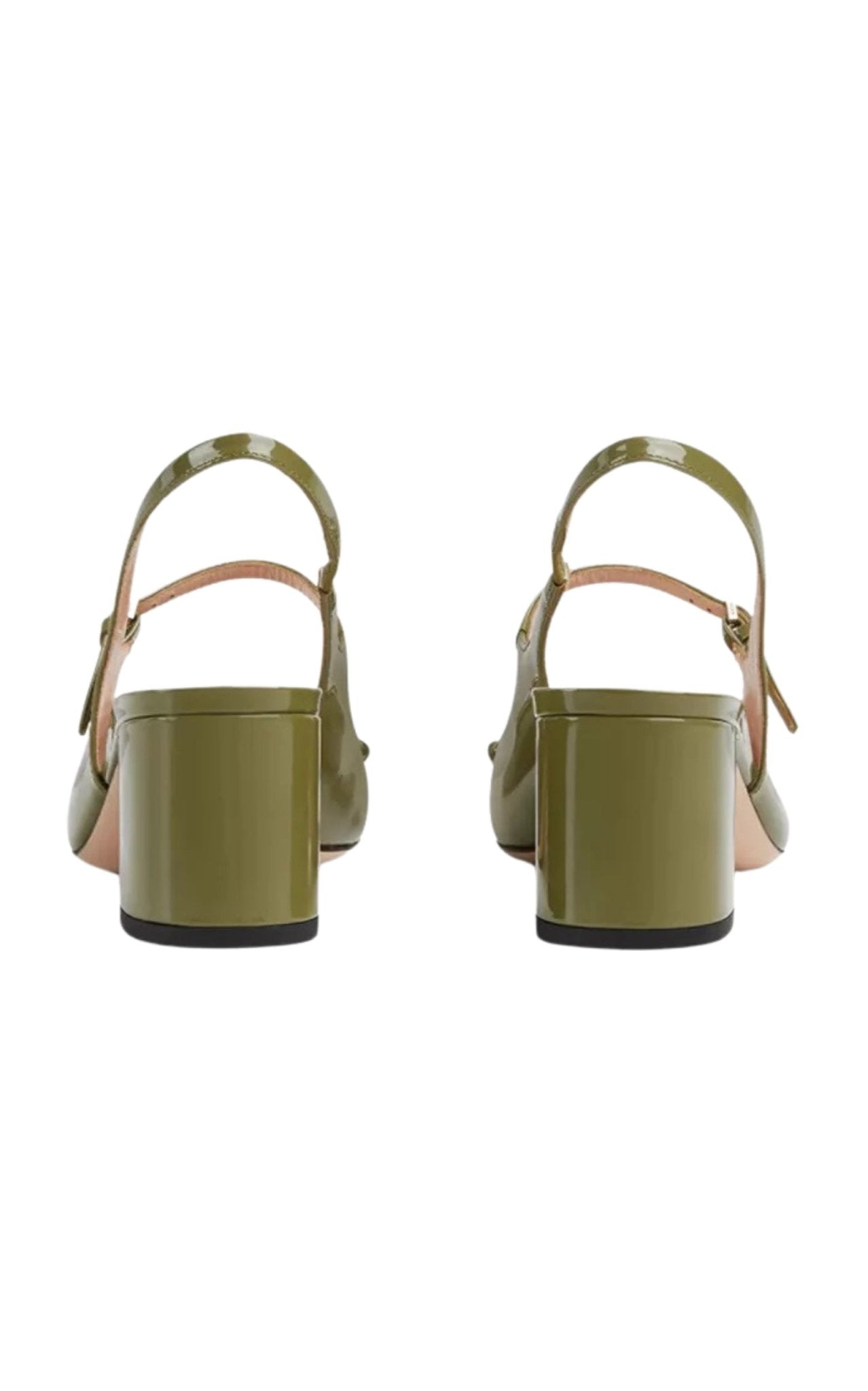 Gucci Horsebit 55 green patent leather slingback pumps