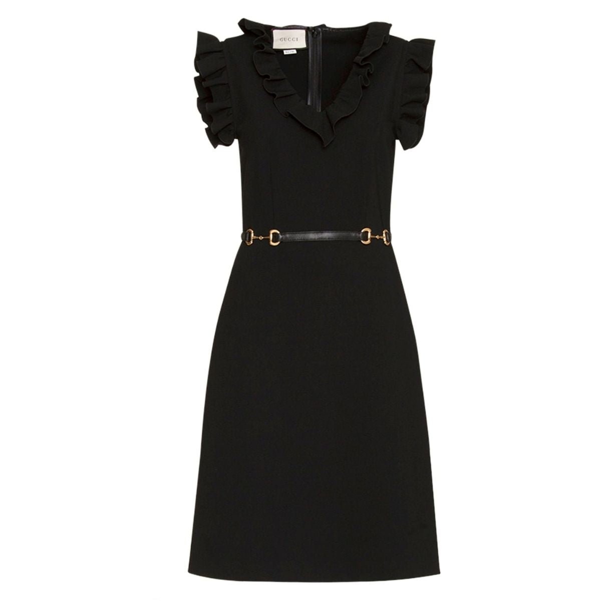 Gucci Horsebit Belted Ruffle Trim Mini Dress - Runway Catalog