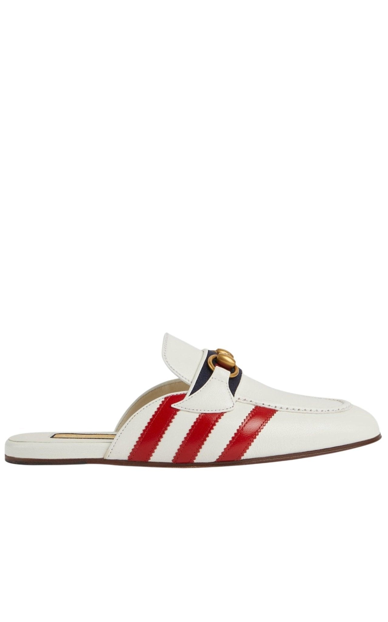GUCCI レッド・ホワイトチェック モカシン Gucci Horsebit x Adidas Leather Slipper in White - Runway Catalog