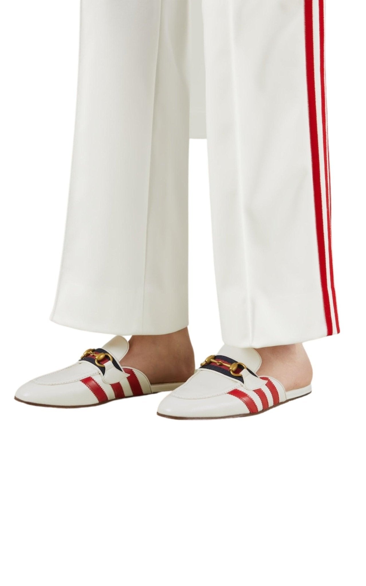 Gucci Horsebit x Adidas Leather Slipper in White - Runway Catalog