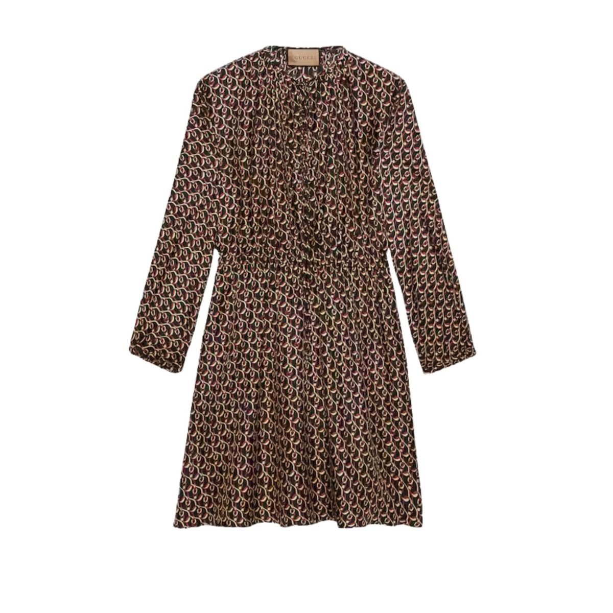 Gucci Interlocking G Chain Print Silk Dress - Runway Catalog