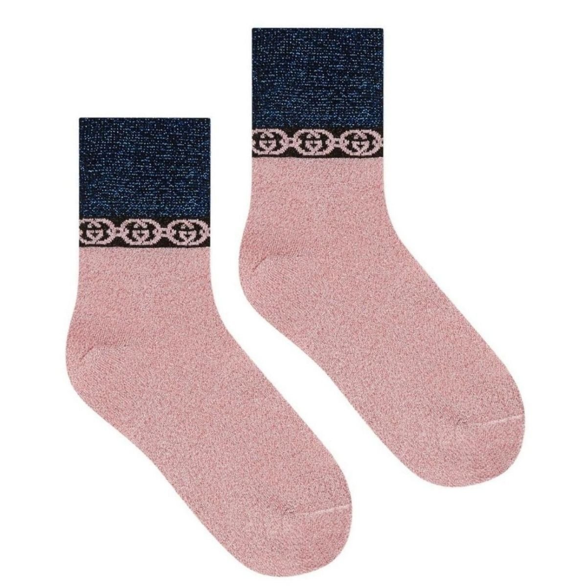 新品タグ付けGUCCI ラメ ファブリック GG ソックス Gucci Interlocking G Chain-trimmed Socks