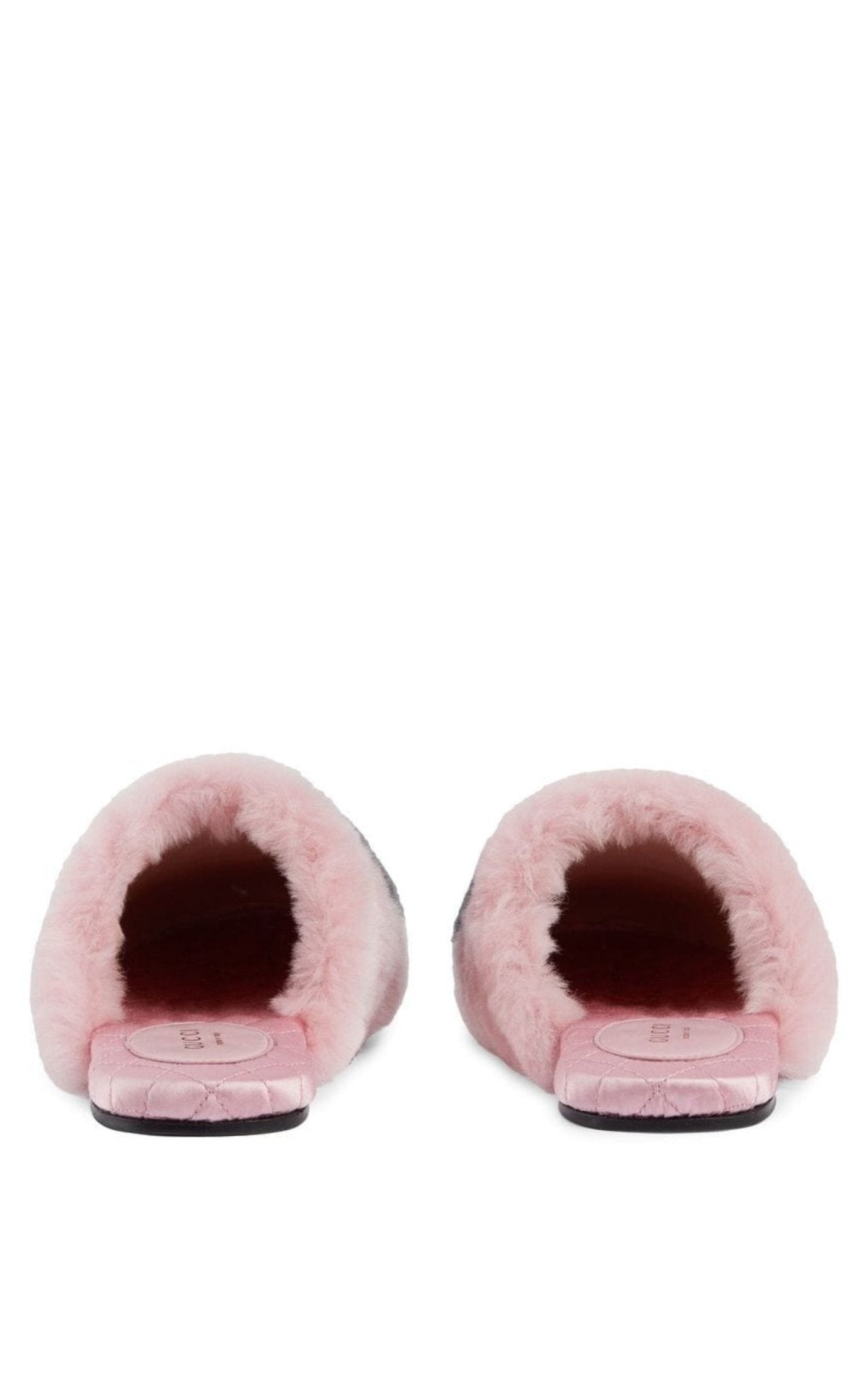 Gucci Interlocking G Faux Fur Slippers in Pink