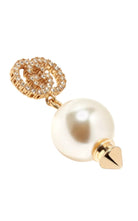 Gucci Interlocking G pearl crystal drop earrings gold tone