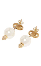 Gucci Interlocking G pearl crystal drop earrings gold tone