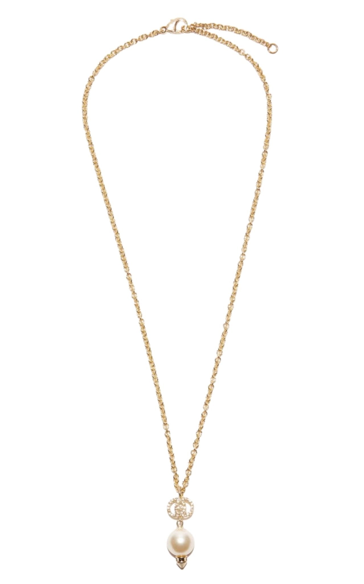 Gucci Interlocking G pearl crystal gold necklace with pendant