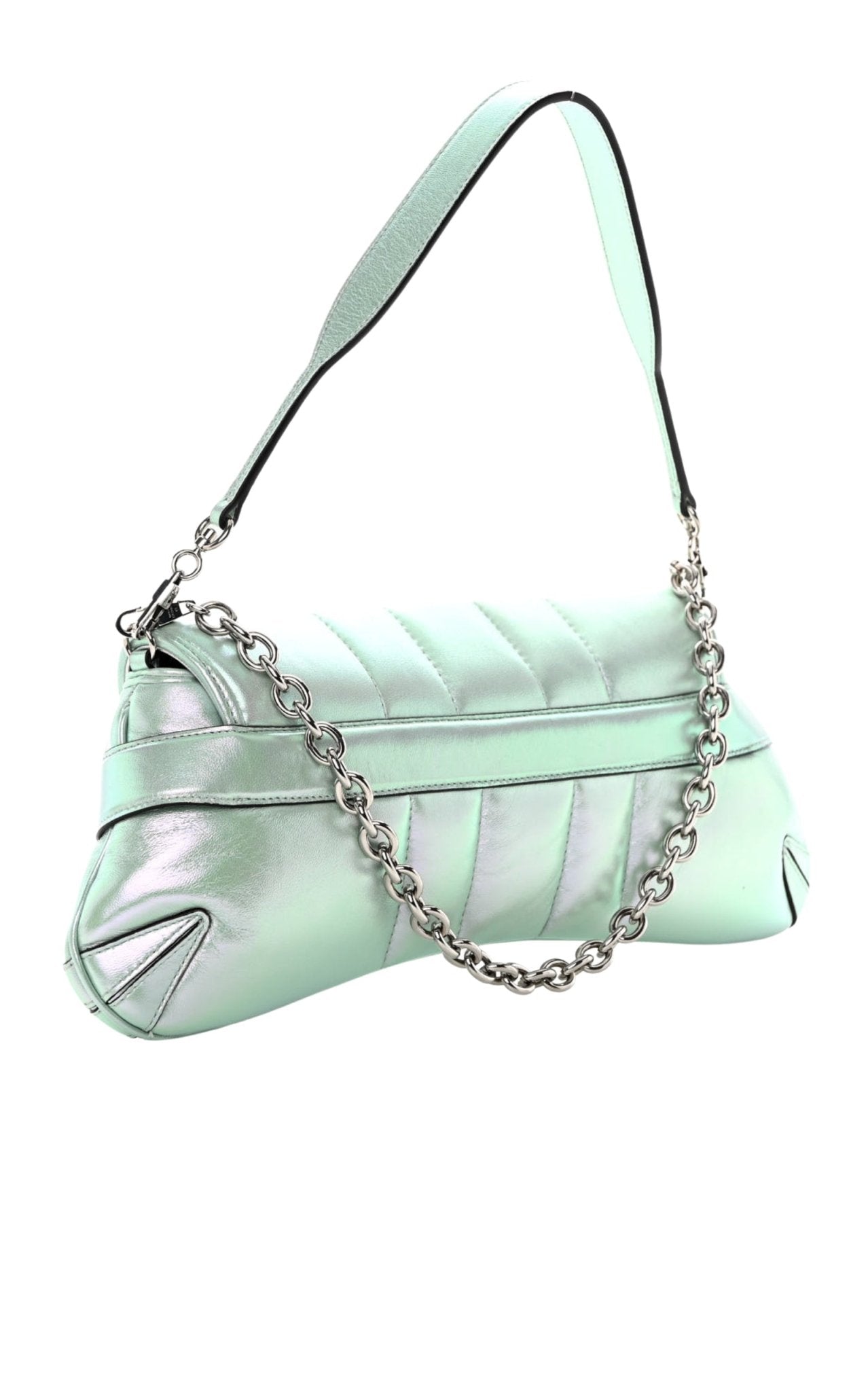 Gucci Iridescent Green Horsebit Chain Medium Shoulder Bag - Runway Catalog