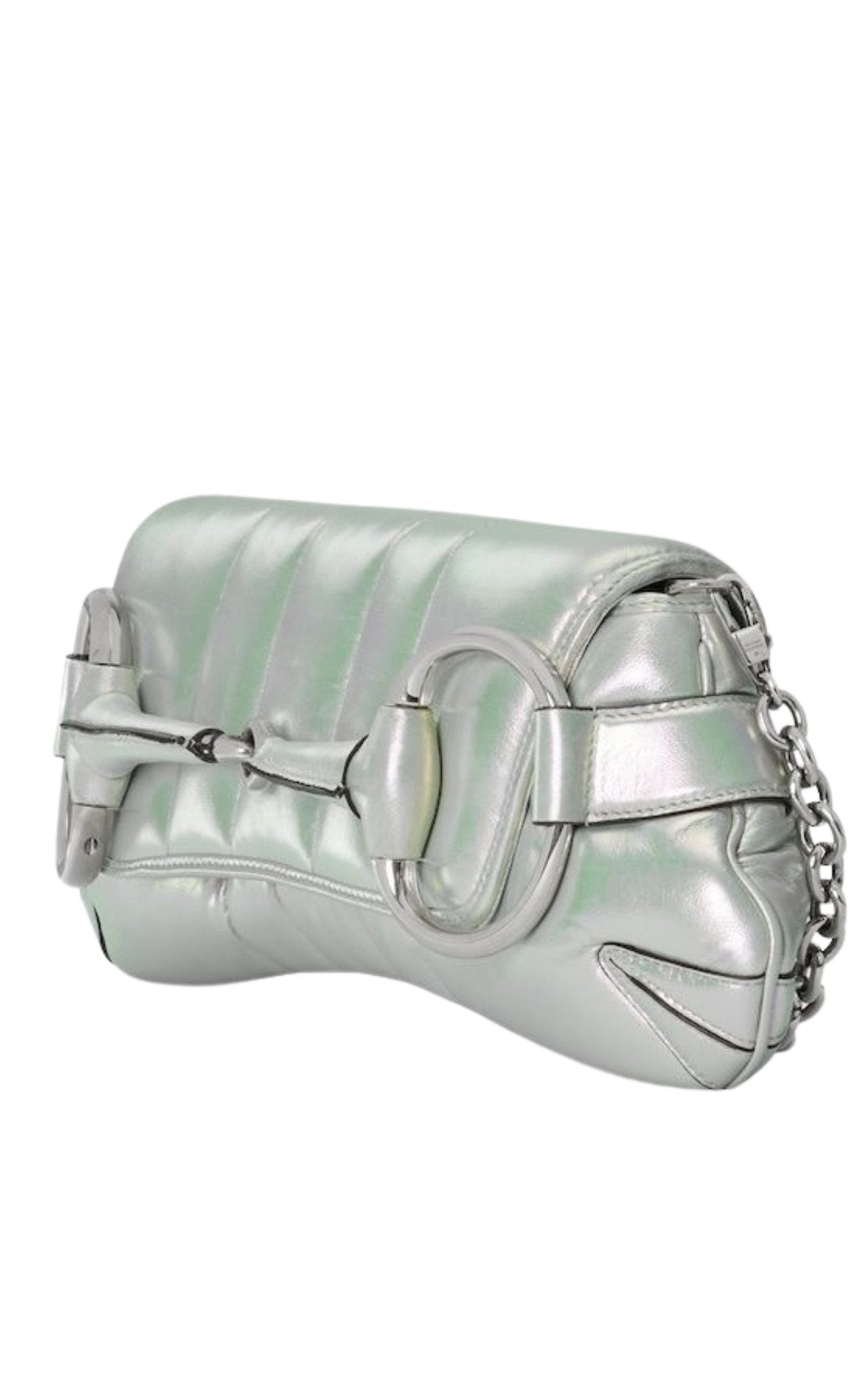Gucci Iridescent Green Horsebit Chain Medium Shoulder Bag - Runway Catalog