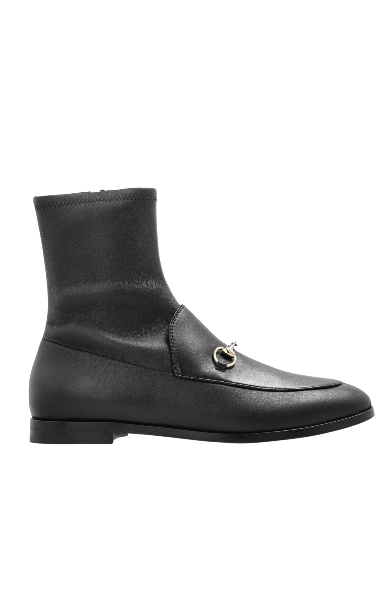 Gucci Jordaan black leather ankle boots with horsebit-inspired hardware