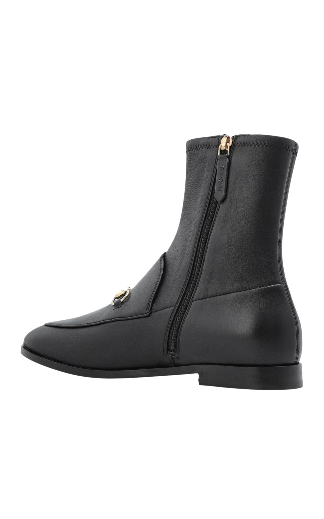 Gucci Jordaan black leather ankle boots with horsebit-inspired hardware