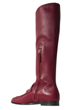 Jordaan Burgundy Leather Knee-High Boots