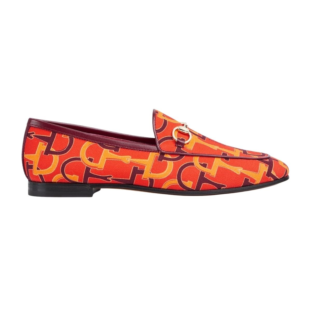 Gucci Jordaan Orange Horsebit Canvas Loafer - Runway Catalog