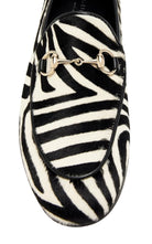 Gucci Jordaan zebra-print calf hair loafers with gold Horsebit hardware and almond toe