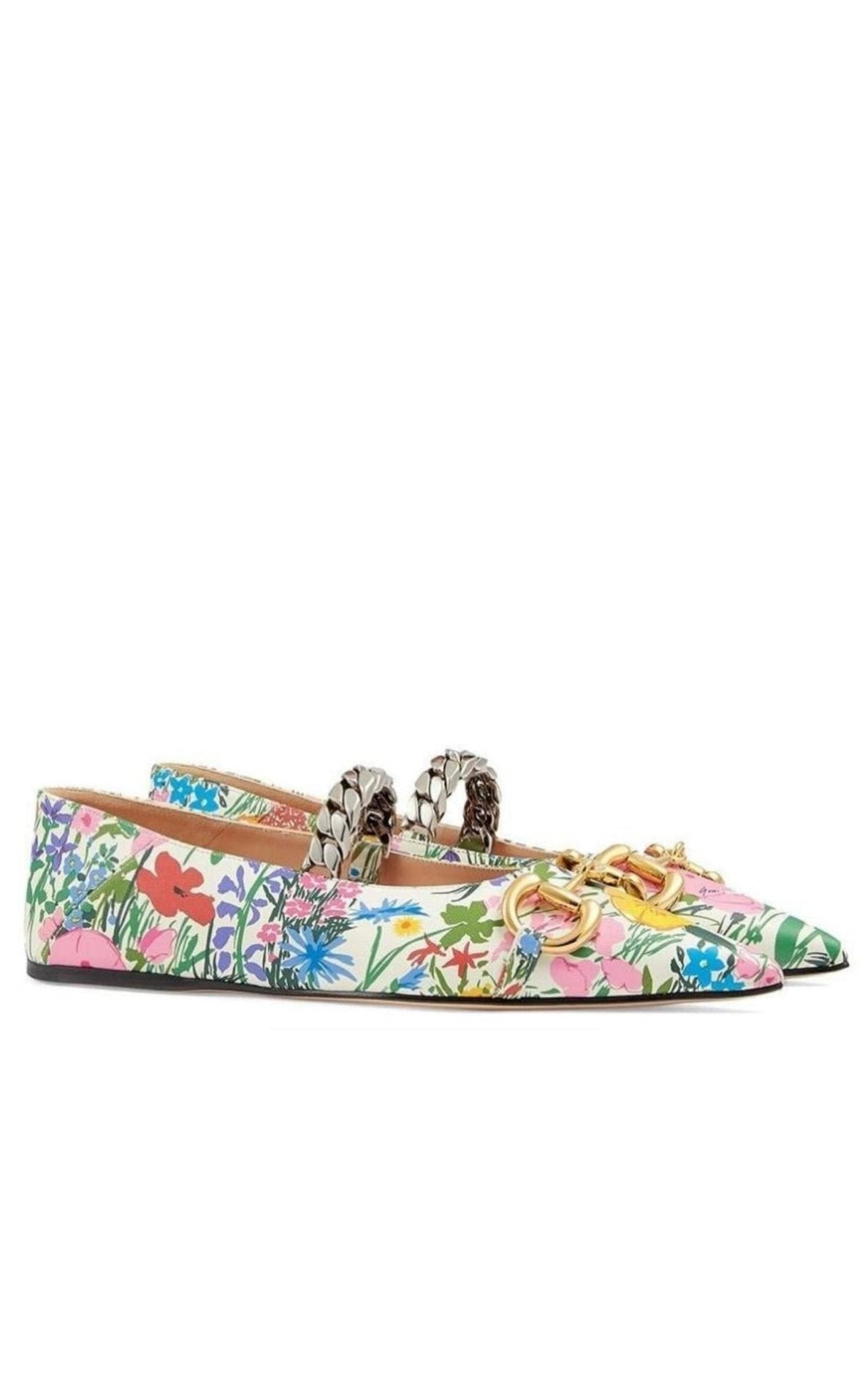 Gucci x Ken Scott Floral Horsebit Leather Ballet Flats