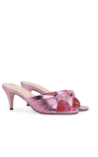 Gucci Knotted Metallic Leather Mid - Heel Bow Mule - Runway Catalog