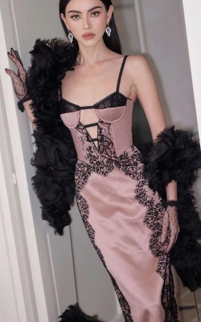 Gucci Lace - trimmed Silk Satin Midi Dress - Runway Catalog