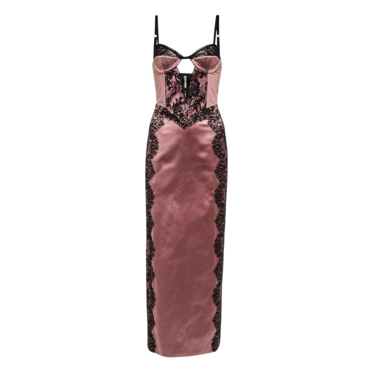 Gucci Lace-trimmed Silk Satin Midi Dress