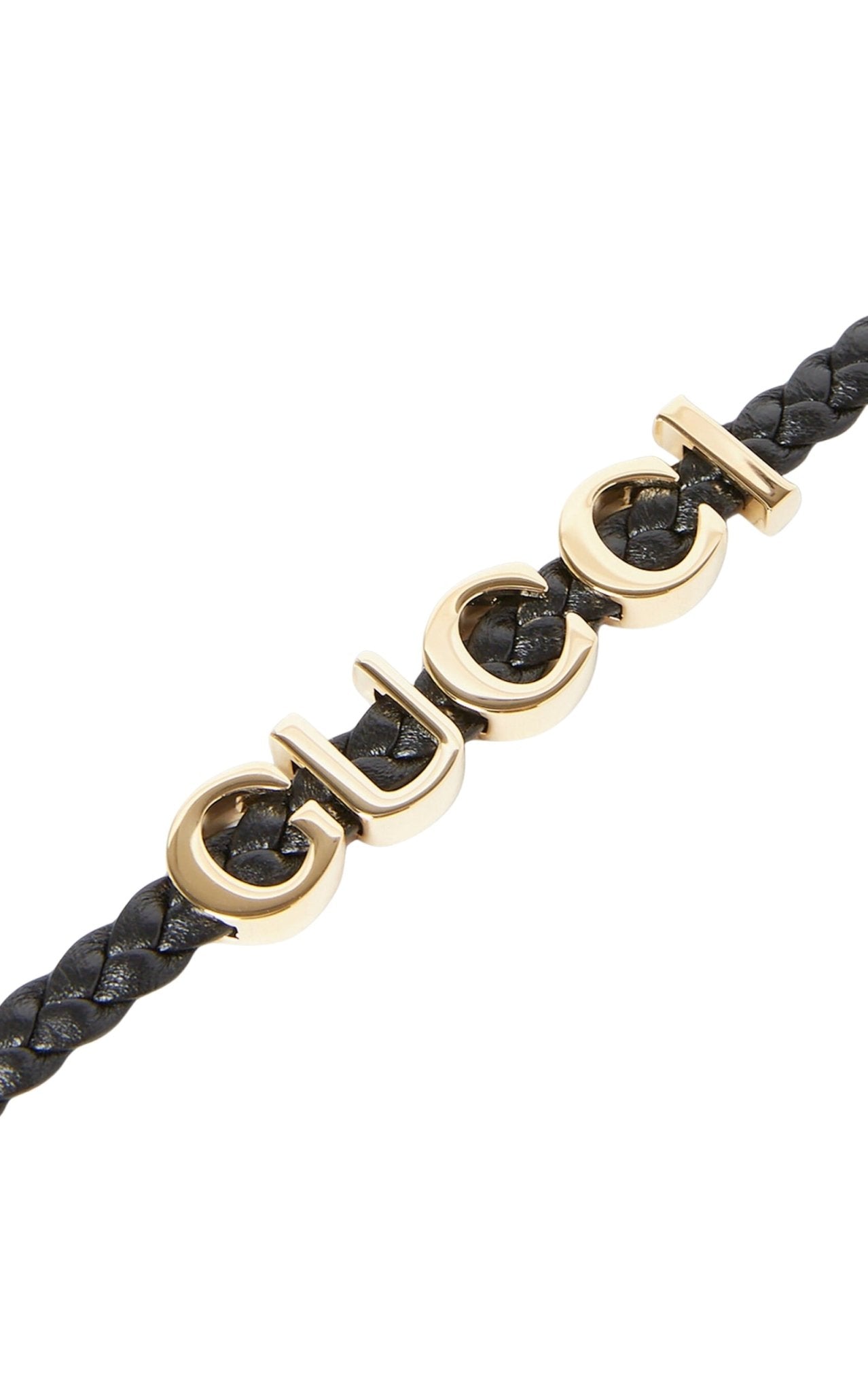 GUCCIのチョーカー Gucci Leather Choker Necklace in Black with Gold-Tone Logo