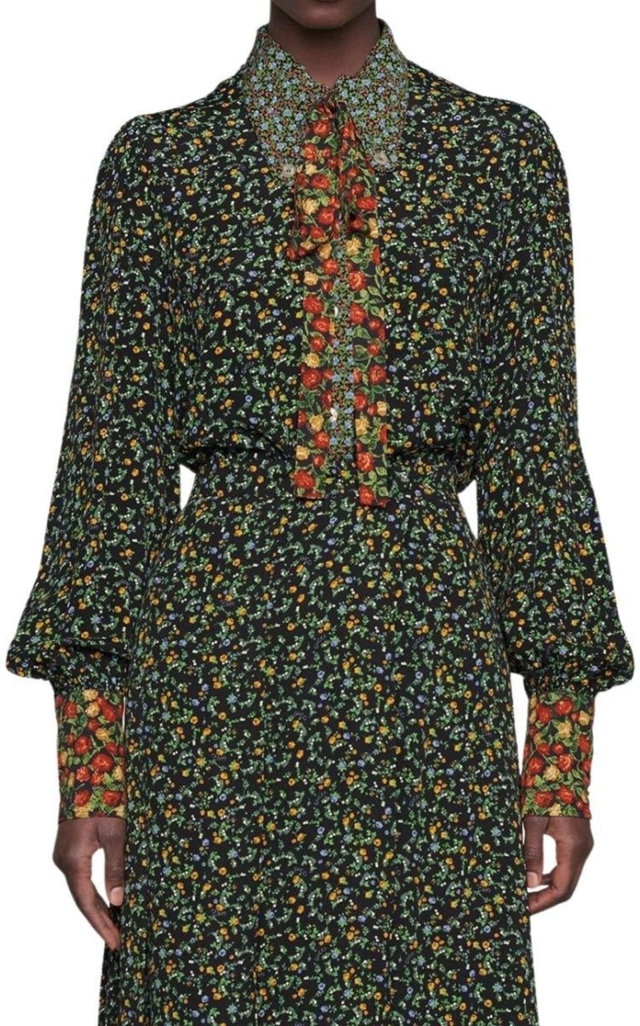 【美品】GUCCI☆LIBERTY フローラル　XL相当　メンズ　長袖シャツ Gucci Liberty Floral Bow Detail Shirt