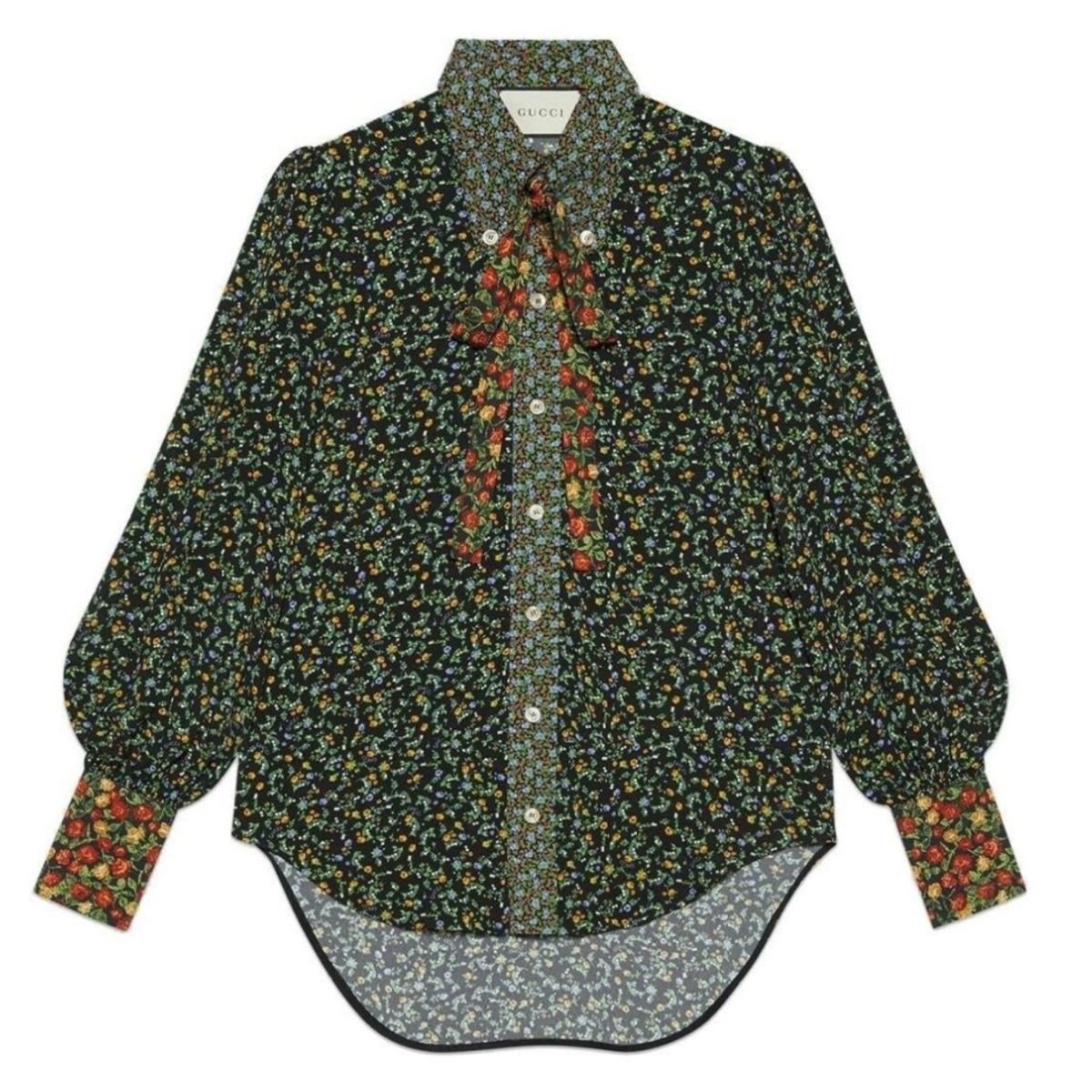 ✨️美品✨️❤GUCCI ✕LIBERTY ❤フラワーパターン長袖シャツ Gucci Liberty Floral Bow Detail Shirt – Runway Catalog