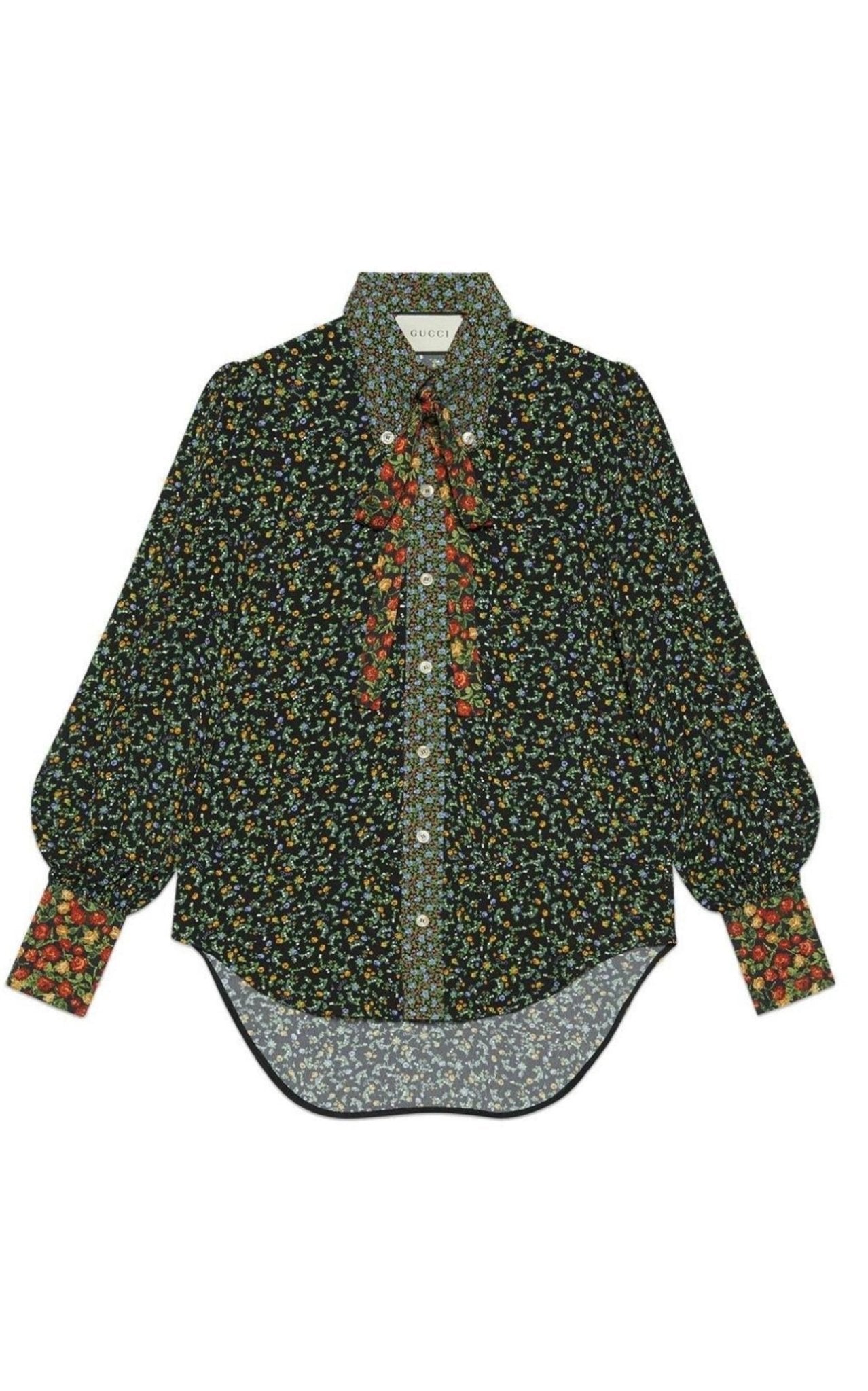 【美品】GUCCI☆LIBERTY フローラル　XL相当　メンズ　長袖シャツ Gucci Liberty Floral Bow Detail Shirt