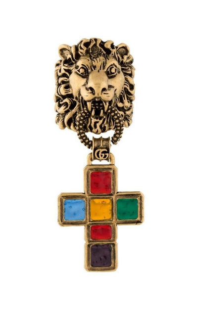 Gucci Lion Head Cross Charm Ring - Runway Catalog