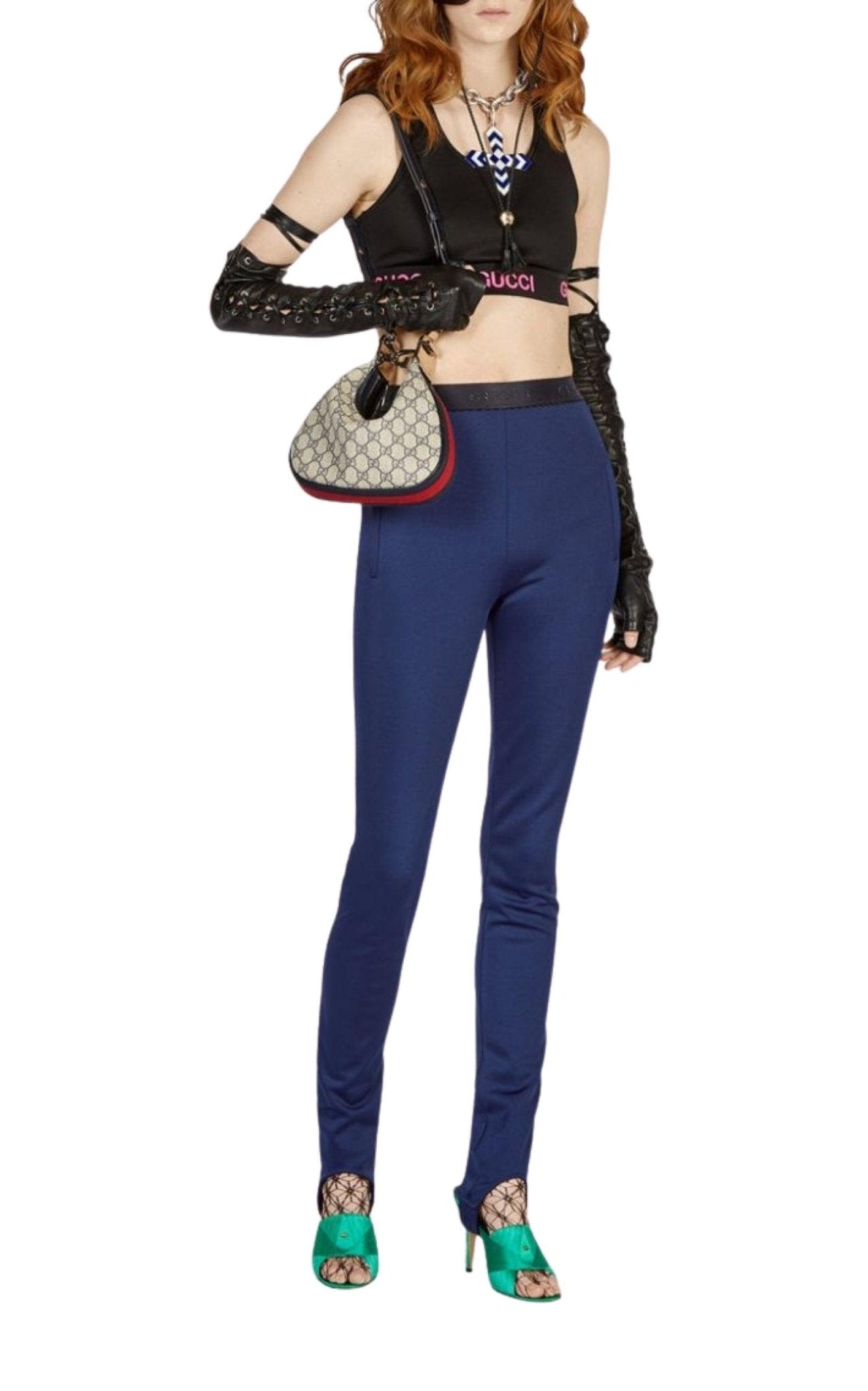 Gucci Logo Waistband Stirrup Leggings - Runway Catalog