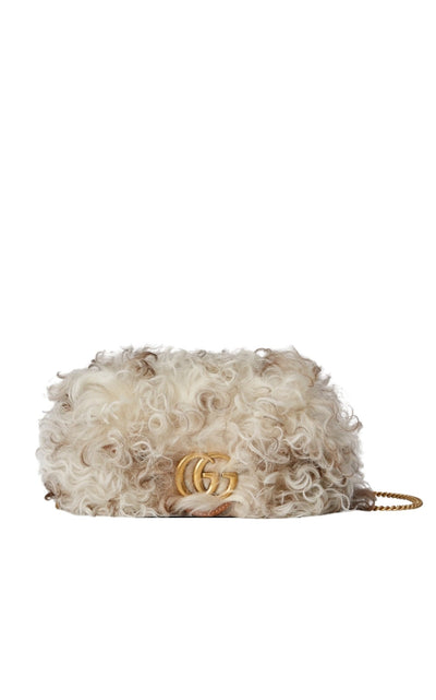 Gucci Marmont Super Mini Shearling Bag in White - Runway Catalog