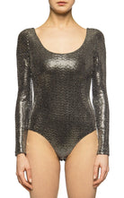 Gucci Metallic - lizard Print Scoop - neck Bodysuit - Runway Catalog