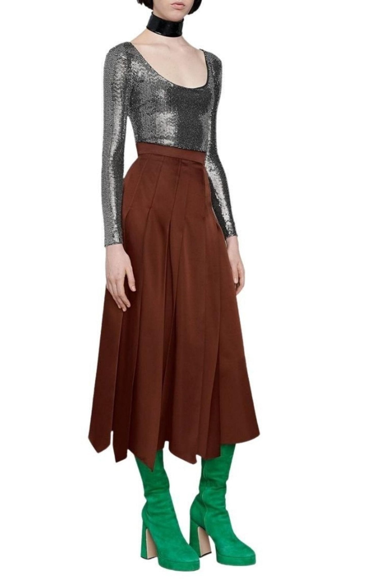 Gucci Metallic - Body à encolure dégagée imprimé lézard - Catalogue Runway