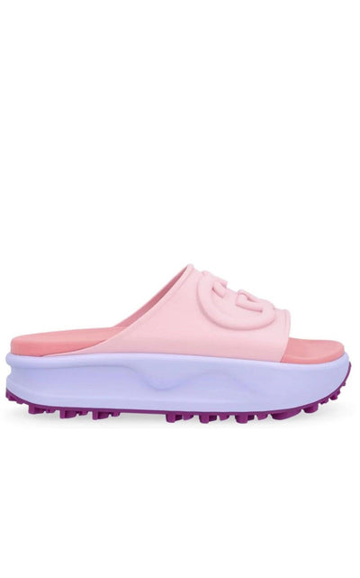 Gucci Miami GG - Embossed Pink Rubber Slides - Runway Catalog