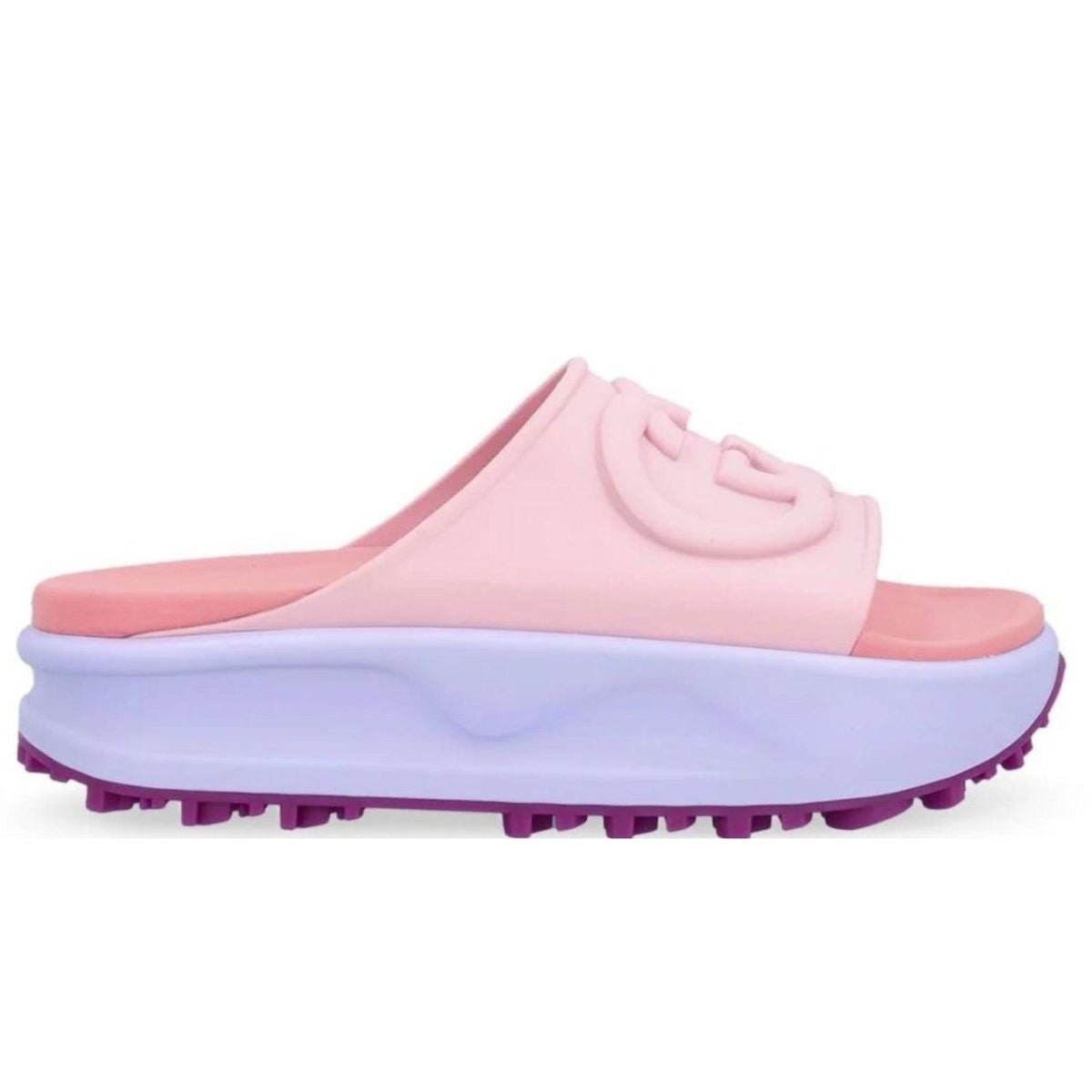 Gucci Miami GG - Sandales en caoutchouc rose gaufré - Catalogue défilé