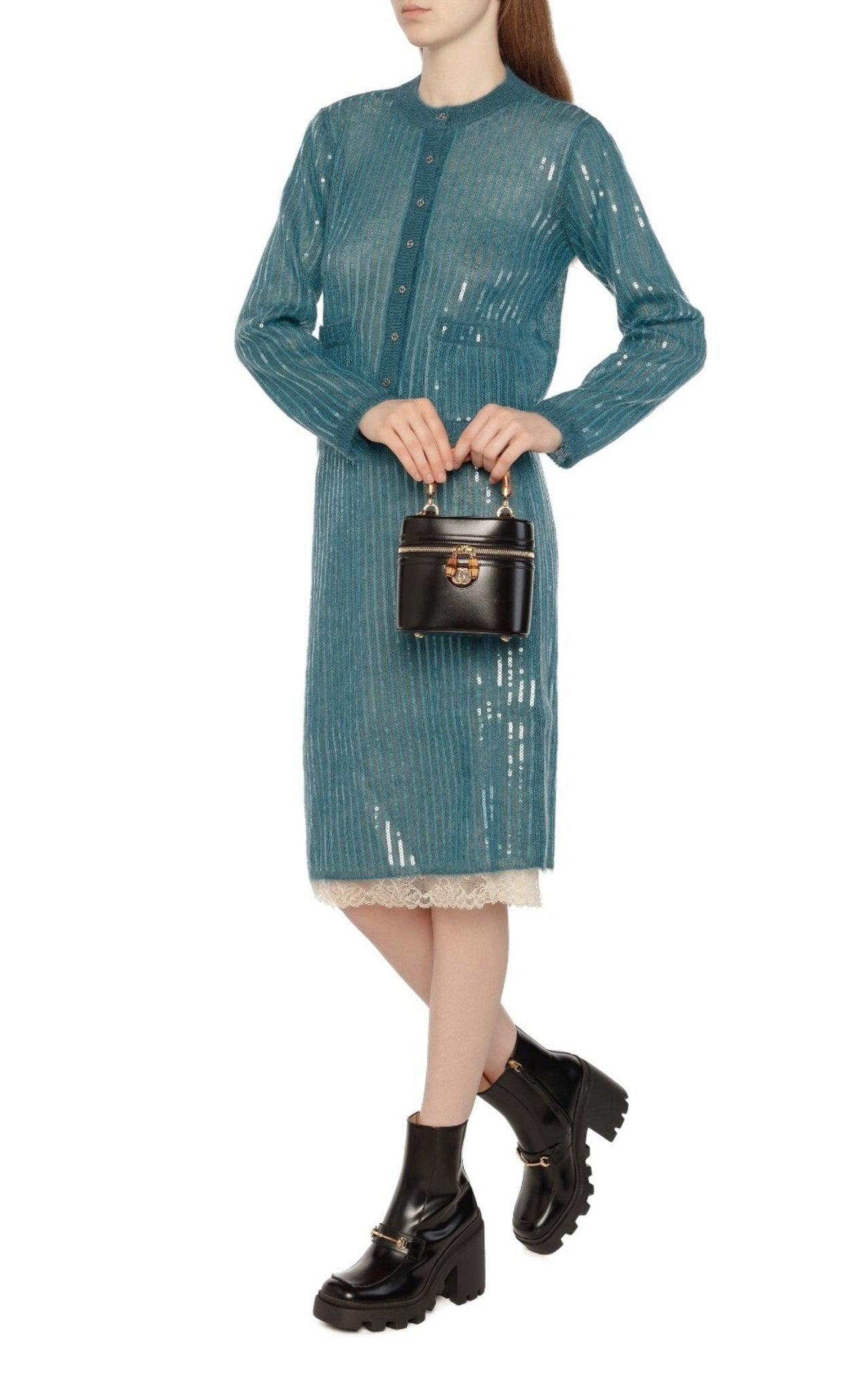 Gucci Mohair Silk Skirt With Interlocking G In Green - Runway Catalog