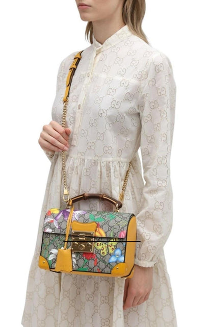 Gucci Multicolor Small GG Flora Bamboo Padlock Bag - Runway Catalog