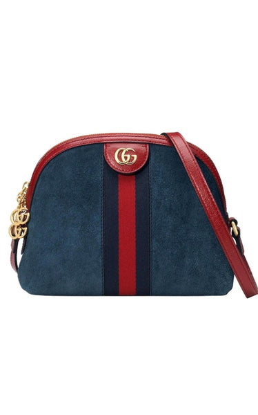 Gucci Navy Leather Suede Ophidia Shoulder Bag