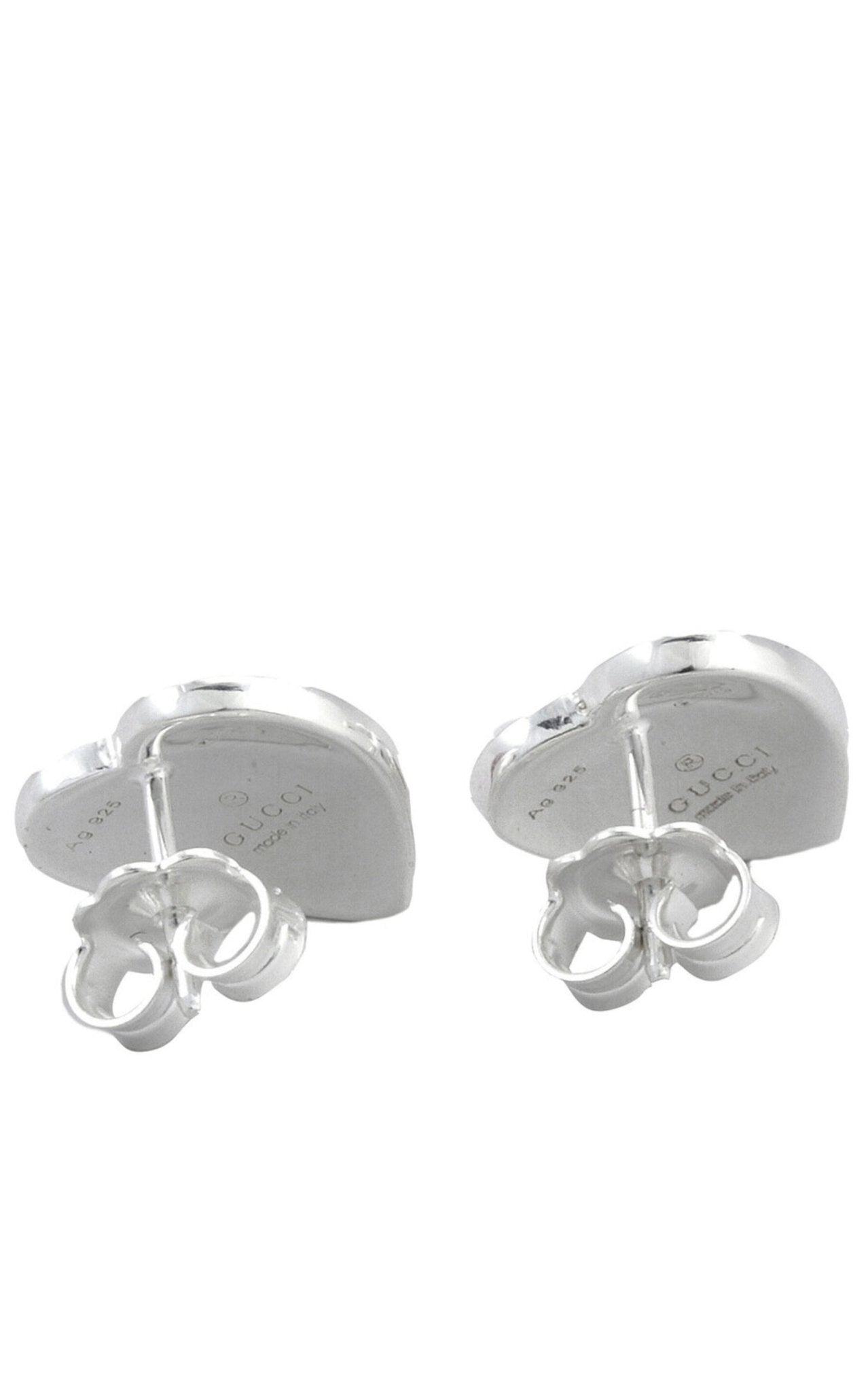 Gucci Interlocking G Heart Stud Earrings in Sterling Silver