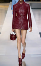 Gucci Ottavia GG platform pumps burgundy embossed leather with horsebit hardware