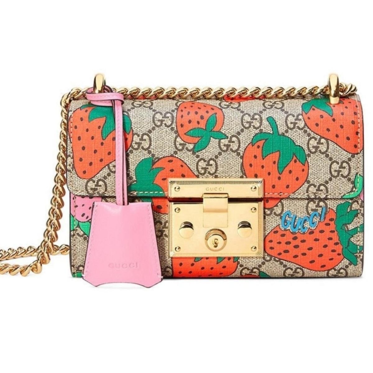 Gucci Padlock Gg Strawberry Small Shoulder Bag