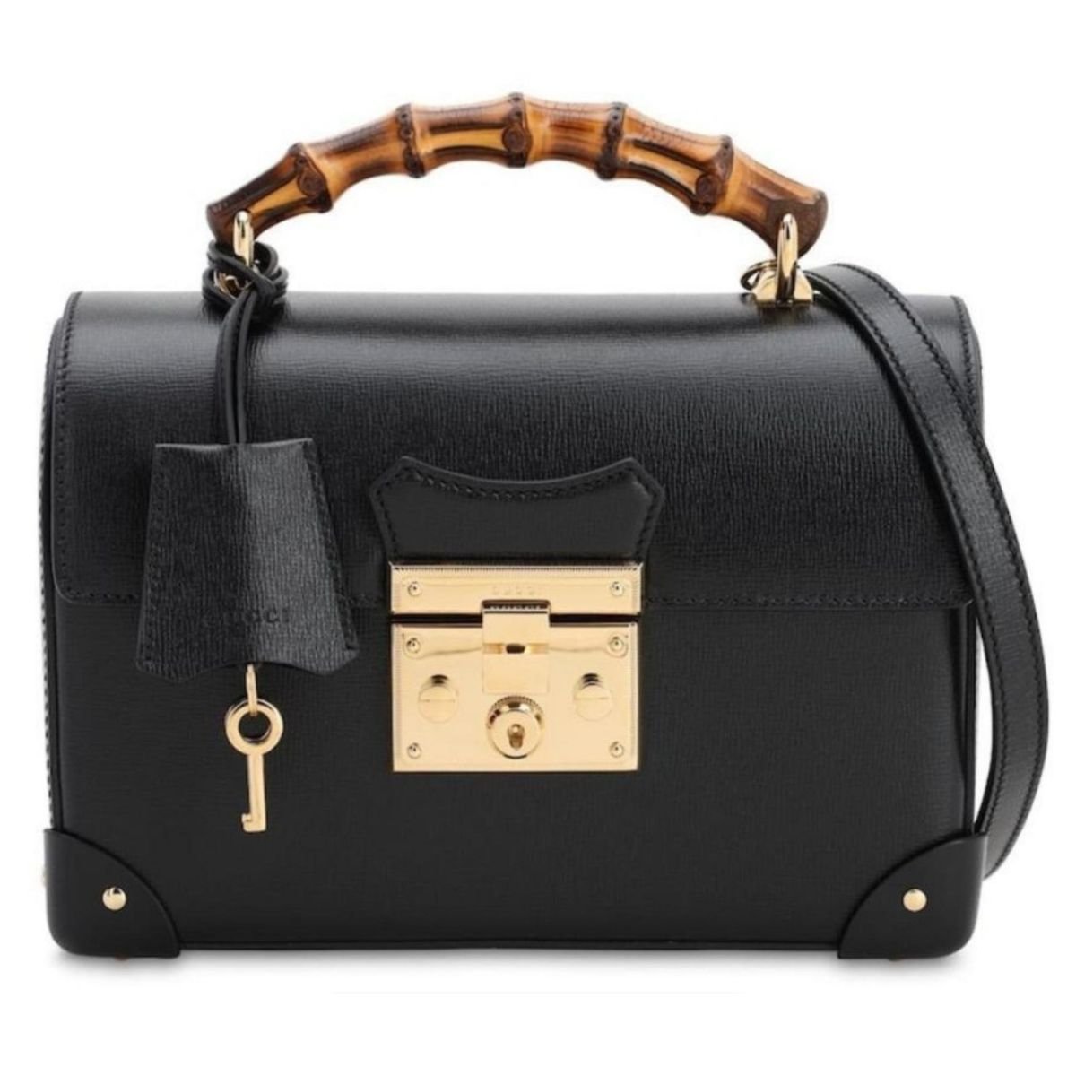 Gucci Padlock Kleine Bamboo Schwarze Umhängetasche – Laufsteg-Katalog