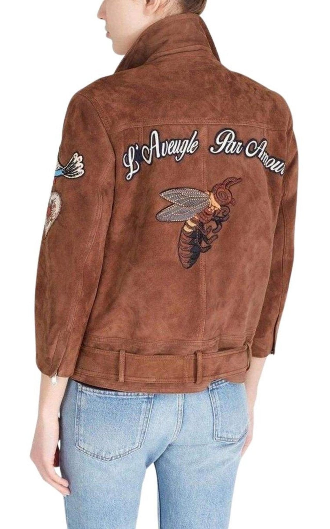 Gucci Patches Embroidered Suede Jacket - Runway Catalog