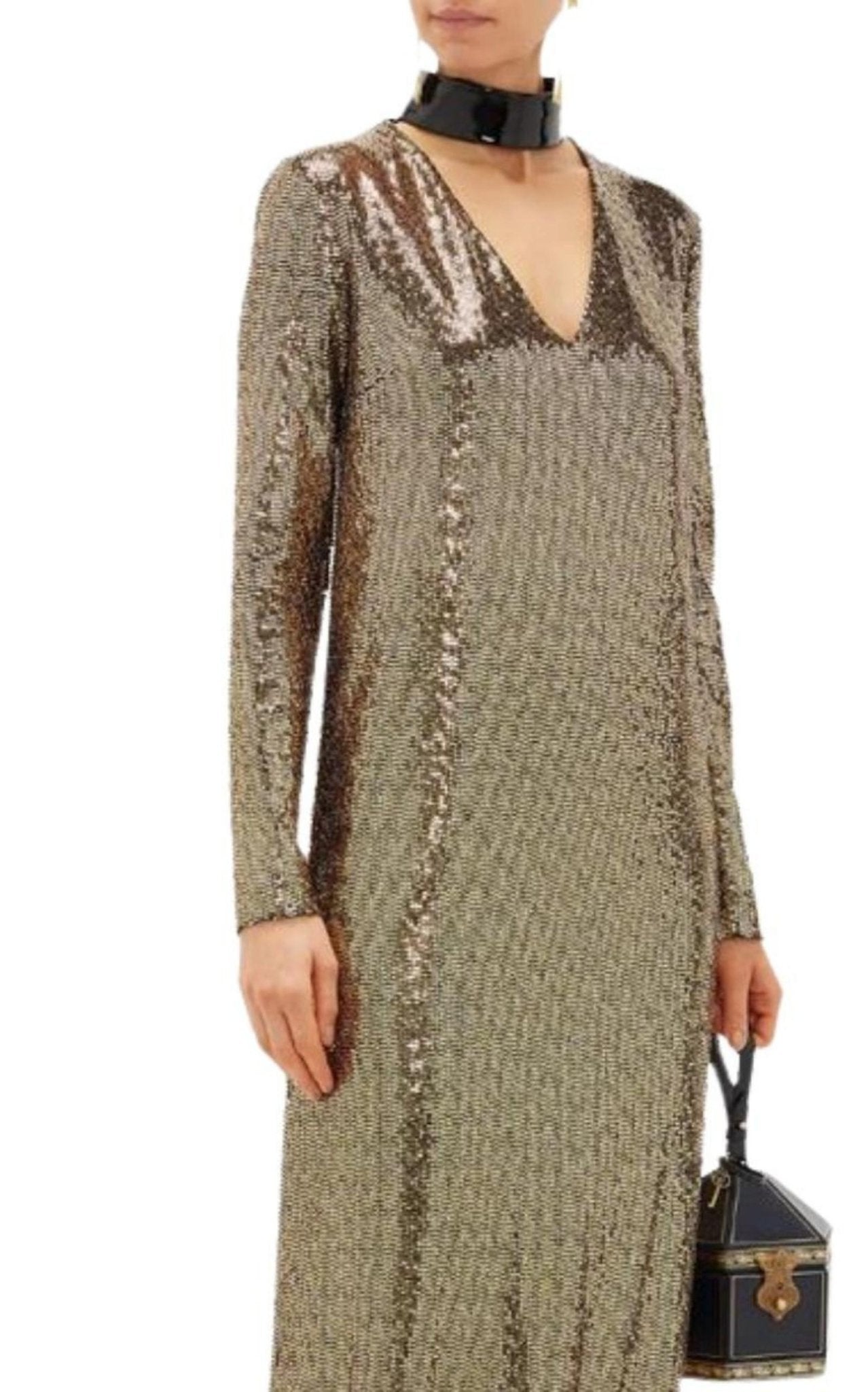 Gucci Patent Choker Chainmail Gown - Runway Catalog