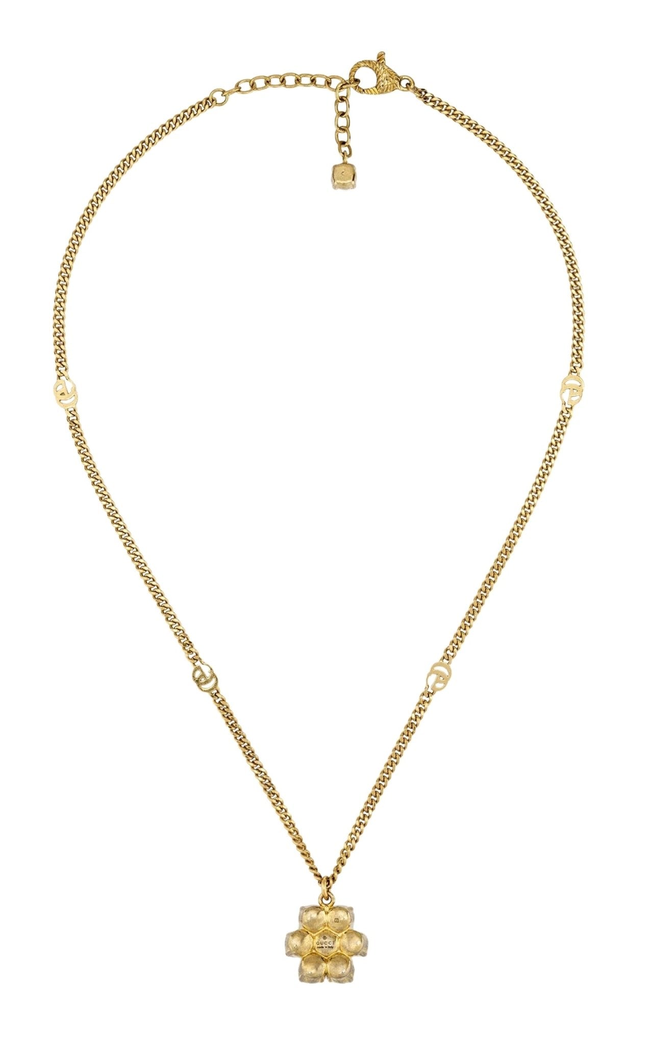 Gucci pearl double G necklace angled view