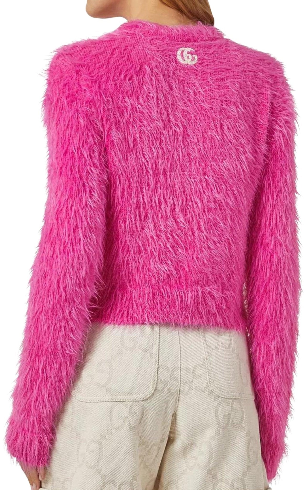 Gucci Pink Brushed Wool Cardigan