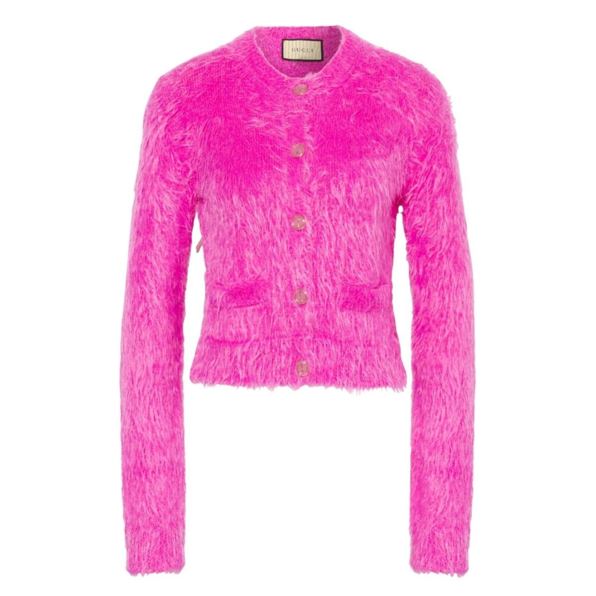 Gucci Pink Brushed Wool Cardigan