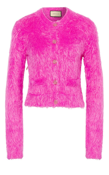 Gucci Pink Brushed Wool Cardigan