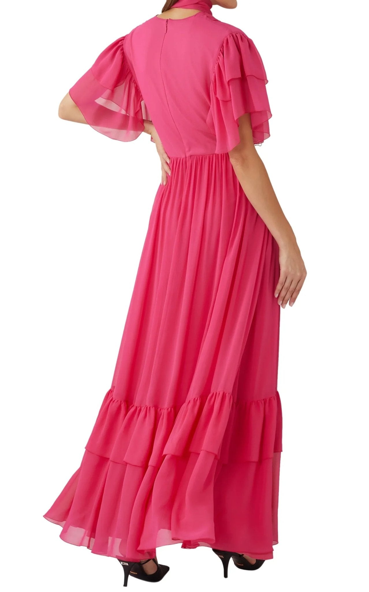 Gucci Pink Ruffle Silk Maxi Dress IT 40
