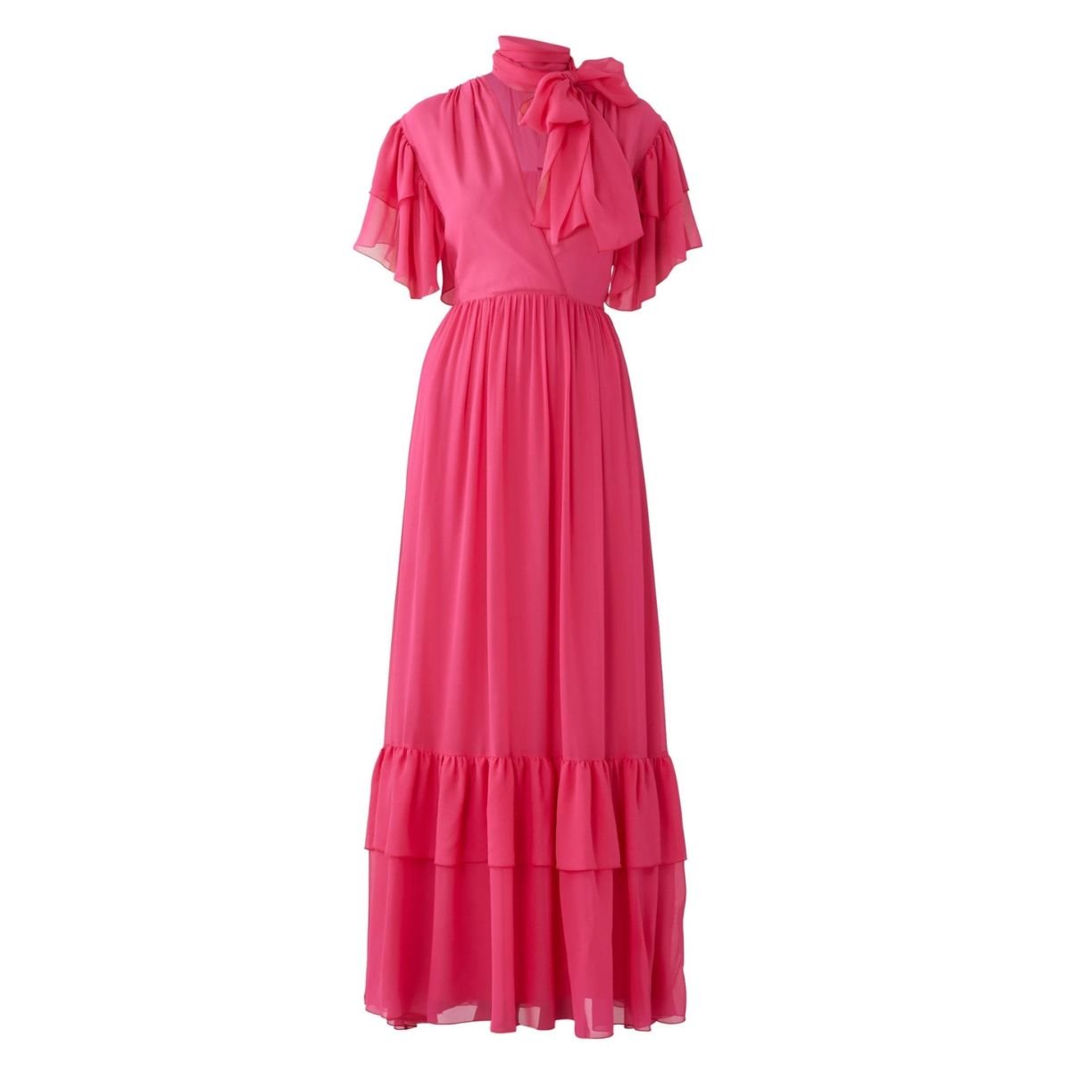 Gucci Pink Ruffle Silk Georgette Dress - Runway Catalog