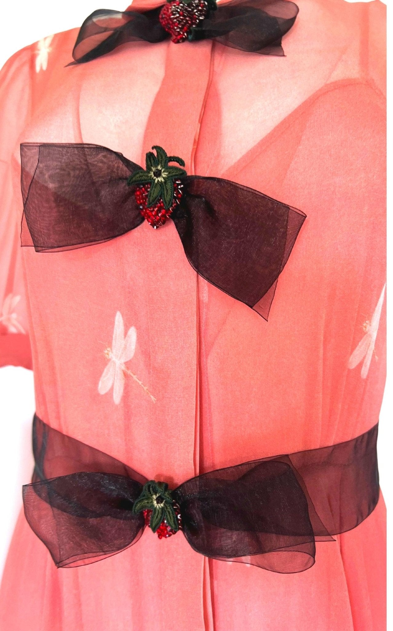 Gucci Pink Swan Print Dress with Bows on the Front - Runway Catalog