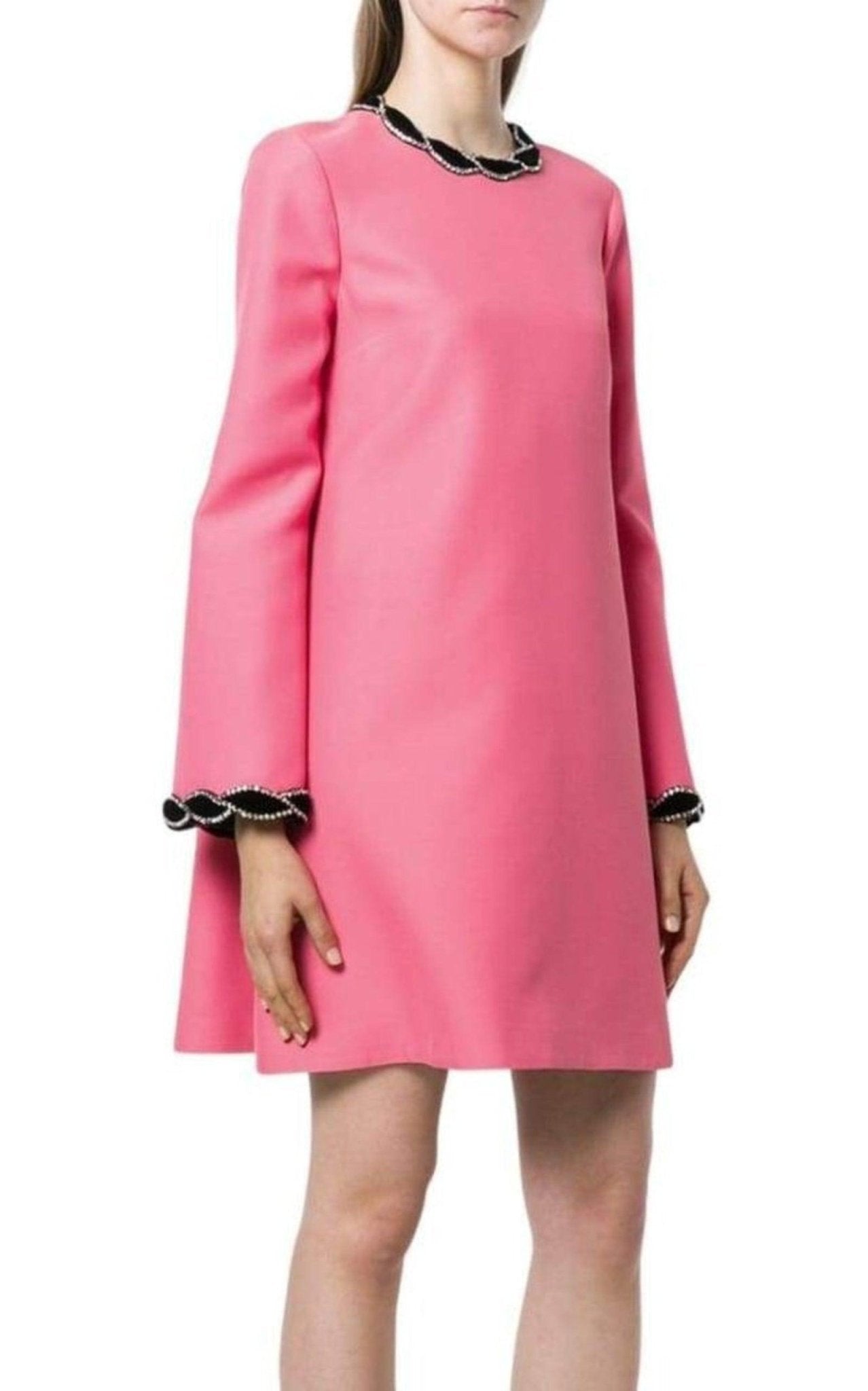 Gucci Pink Velvet Trim Dress - Runway Catalog